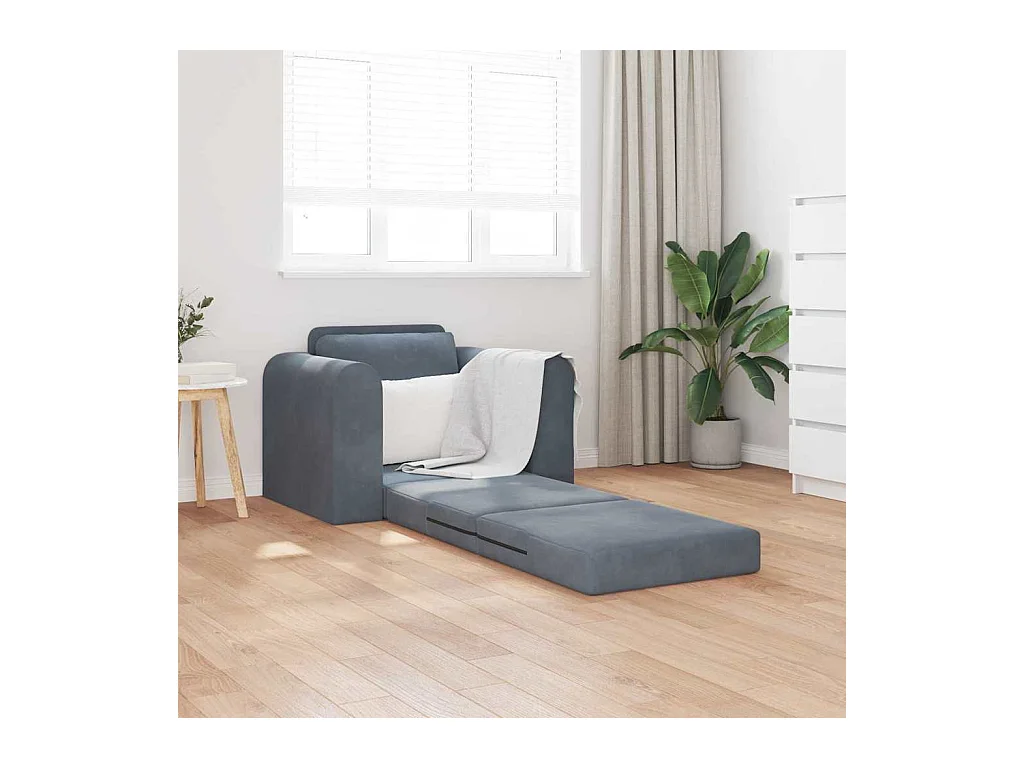 Divano letto grigio scuro 98 x 71 x 83 cm in velluto