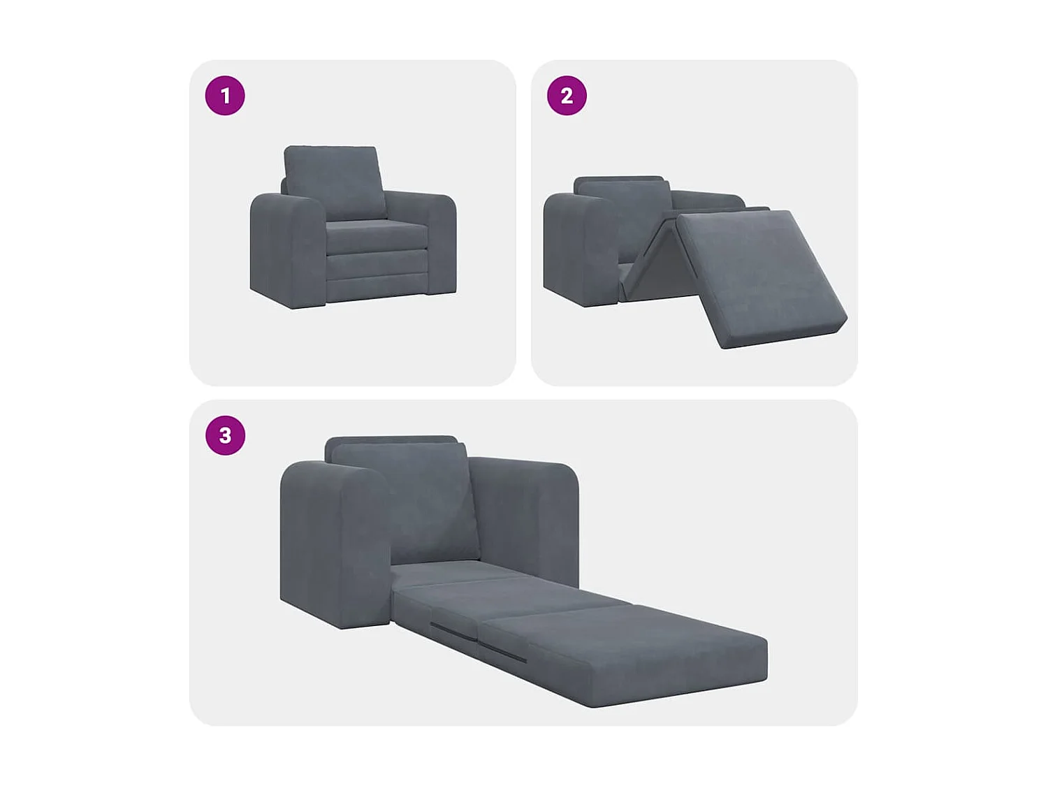 Canapé-Lit Gris foncé 98 x 71 x 83 cm Velours