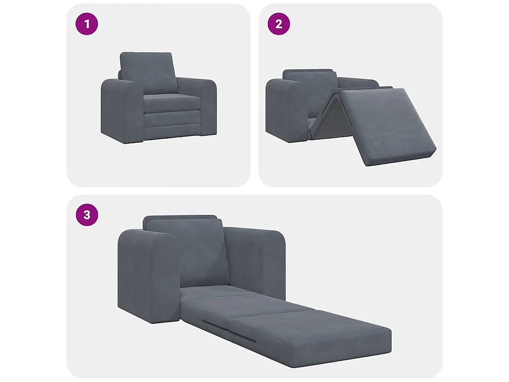 Canapé-Lit Gris foncé 98 x 71 x 83 cm Velours