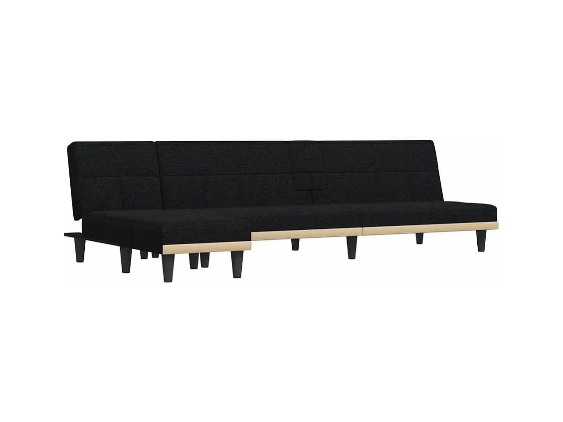 Divano letto a L nero 255x140x70 cm tessuto