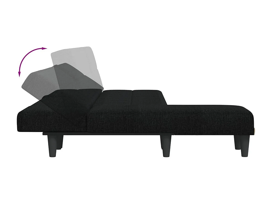 Divano letto a L nero 255x140x70 cm tessuto