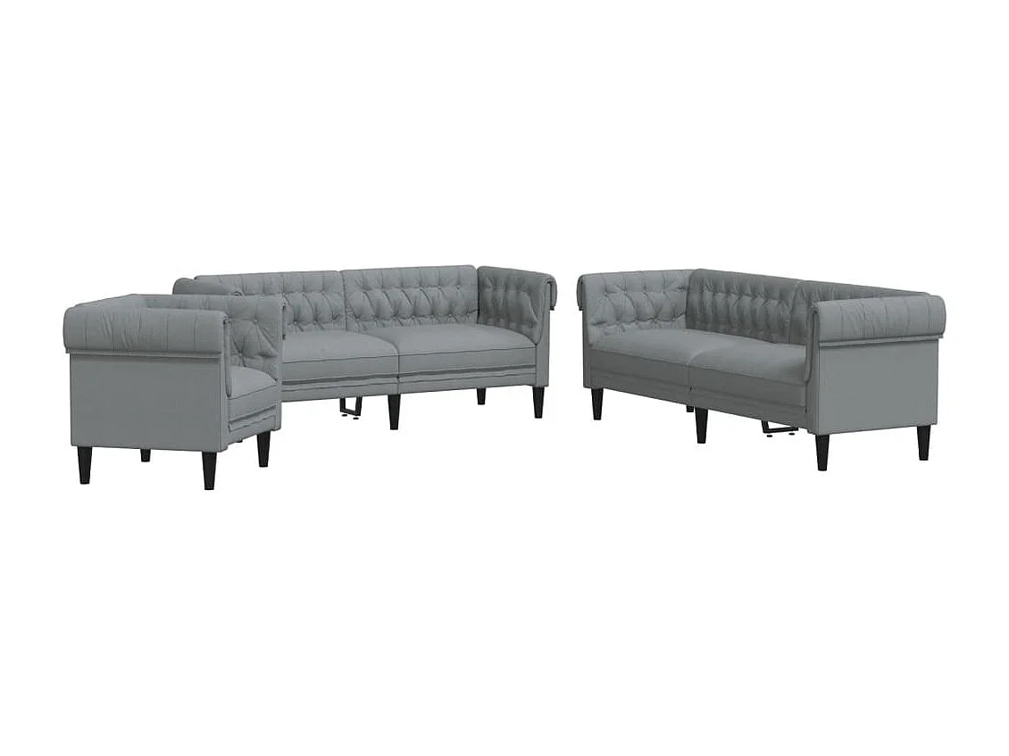 Conjunto de sofá de 3 piezas de tela gris claro