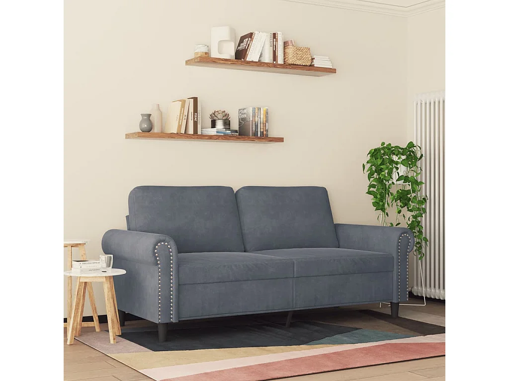 Sofá 2 plazas Gris oscuro 140 cm Terciopelo