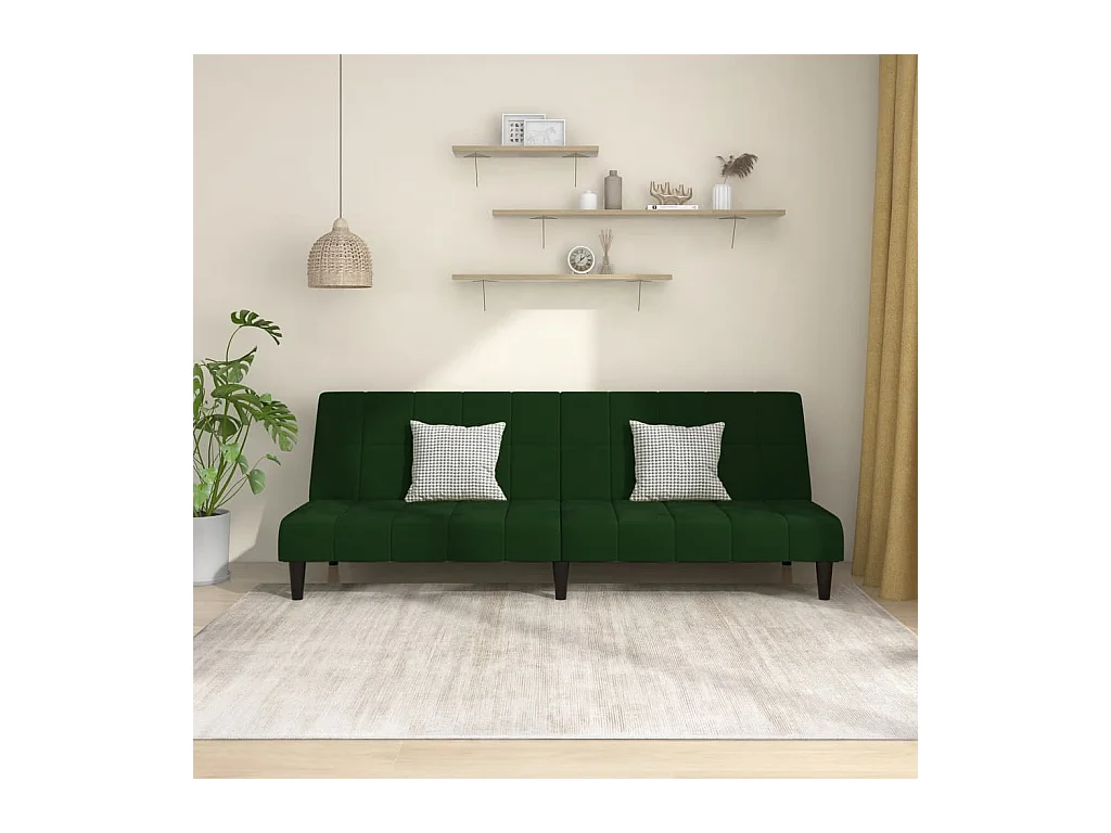 Dunkelgrünes 2-Sitzer-Schlafsofa aus Samt