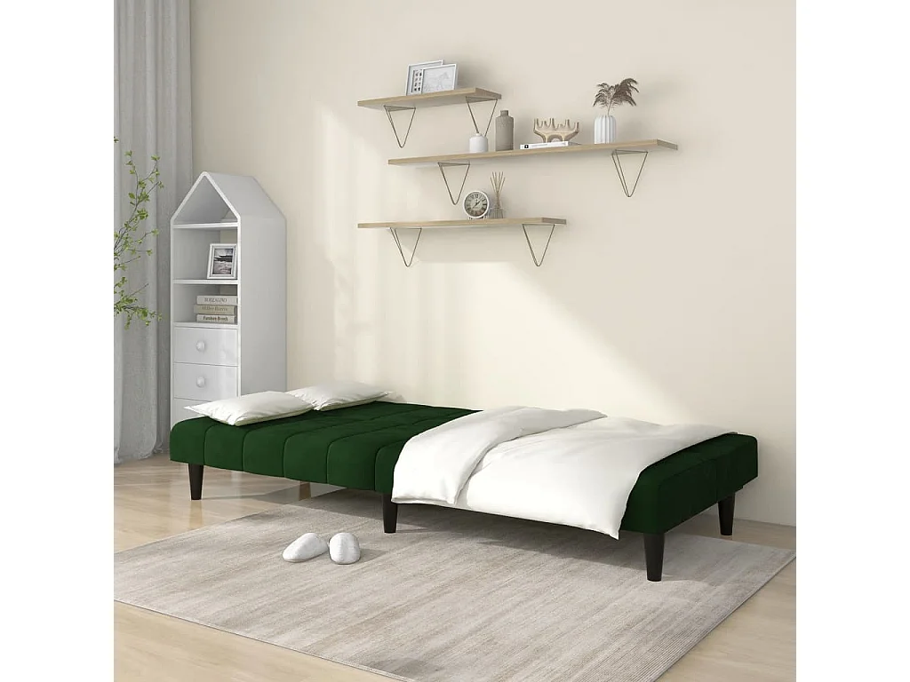 Sofá cama de 2 plazas de terciopelo verde oscuro
