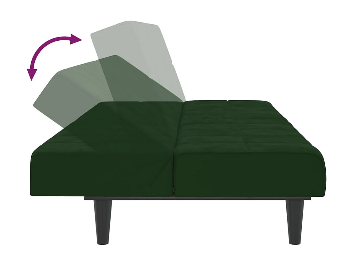 Sofá cama de 2 plazas de terciopelo verde oscuro