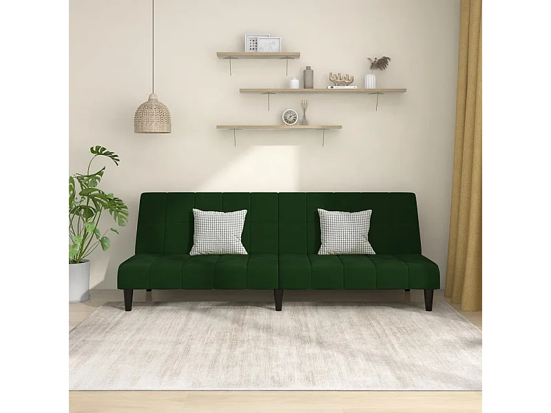 Dunkelgrünes 2-Sitzer-Schlafsofa aus Samt