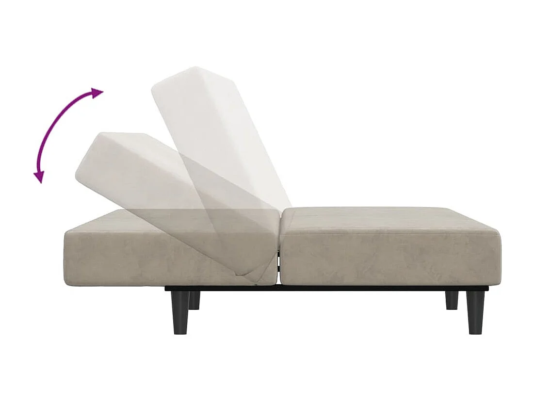 Sofá cama de 2 plazas de terciopelo gris claro