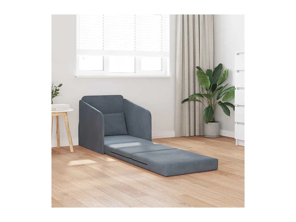 Dunkelgraues Schlafsofa 65 x 80 x 83 cm Samt