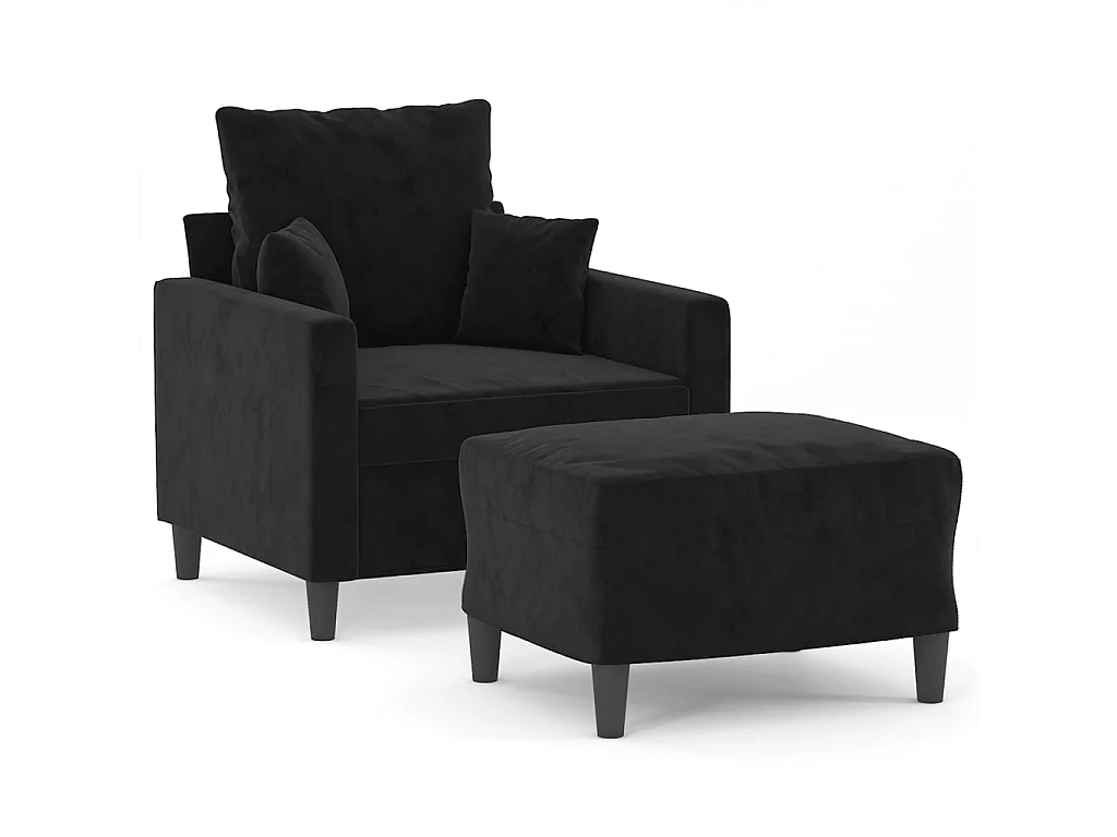 Fauteuil avec repose-pied Noir 60 cm Velours