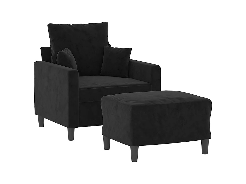 Fauteuil avec repose-pied Noir 60 cm Velours