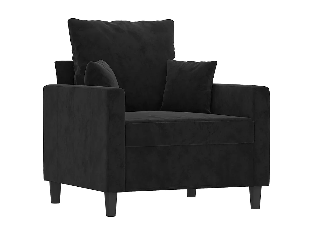 Fauteuil avec repose-pied Noir 60 cm Velours