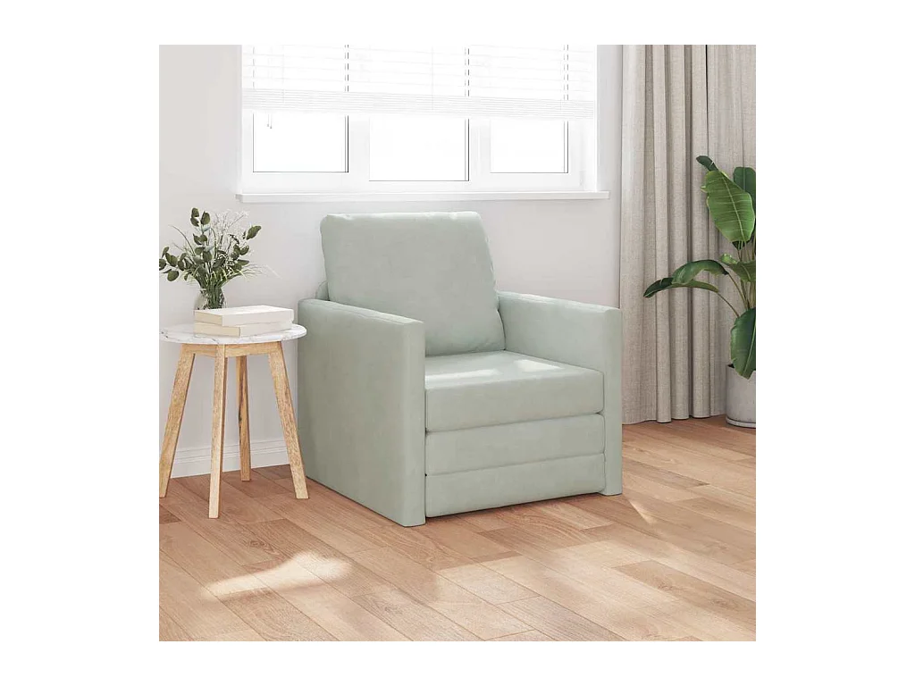 Divano letto con cuscino Grigio chiaro 74 x 77 x 81 cm Velluto