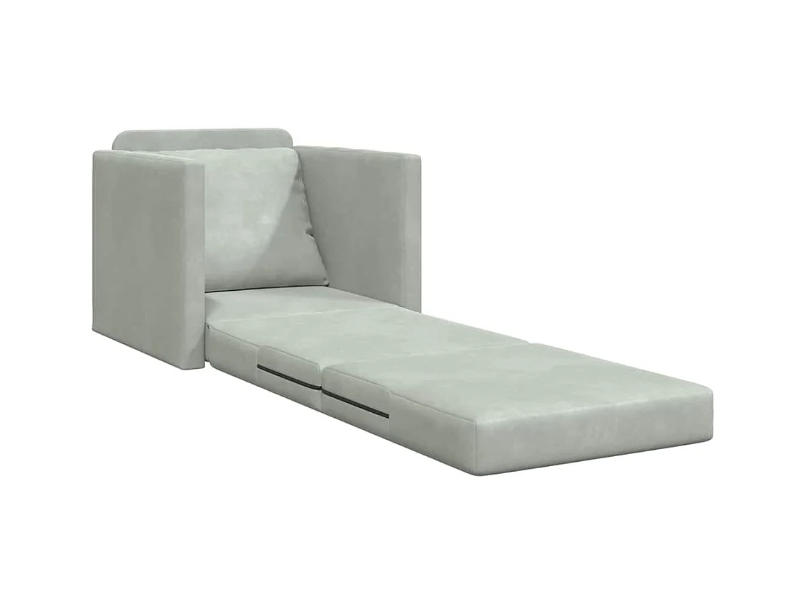 Divano letto con cuscino Grigio chiaro 74 x 77 x 81 cm Velluto