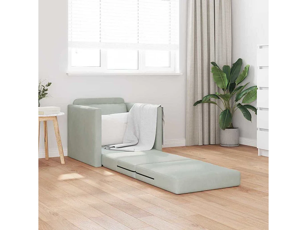 Canapé-lit avec coussin Gris clair 74 x 77 x 81 cm Velours