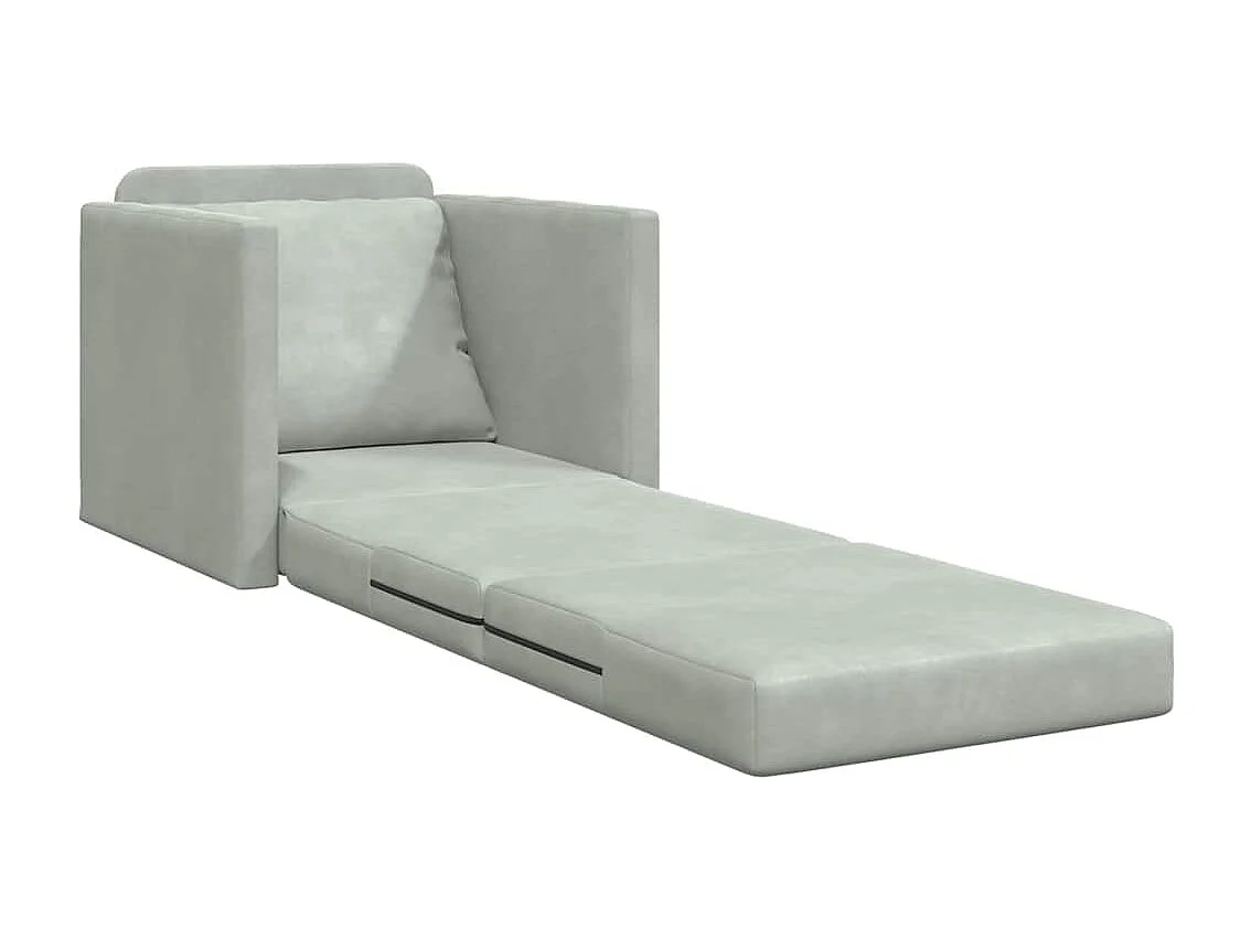 Canapé-lit avec coussin Gris clair 74 x 77 x 81 cm Velours