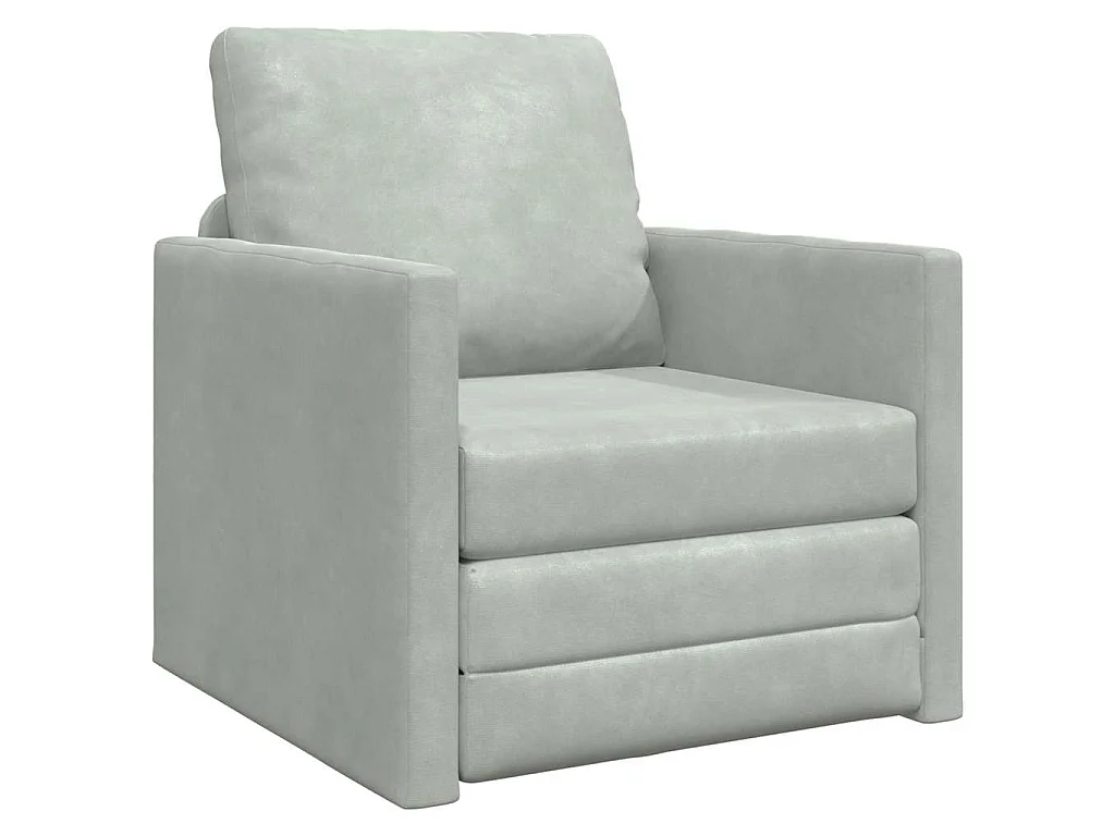 Canapé-lit avec coussin Gris clair 74 x 77 x 81 cm Velours