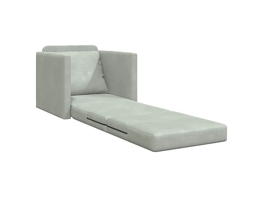 Canapé-lit avec coussin Gris clair 74 x 77 x 81 cm Velours