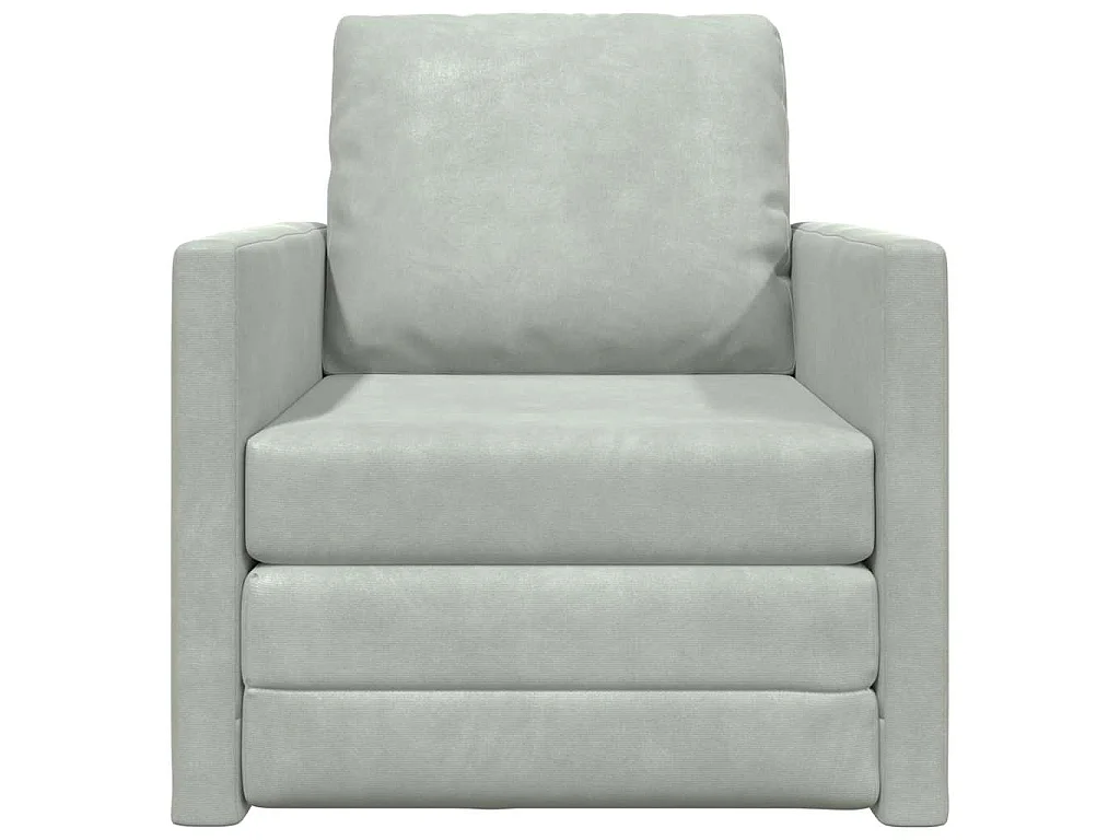 Canapé-lit avec coussin Gris clair 74 x 77 x 81 cm Velours