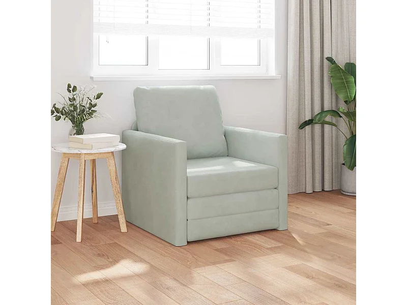 Canapé-lit avec coussin Gris clair 74 x 77 x 81 cm Velours