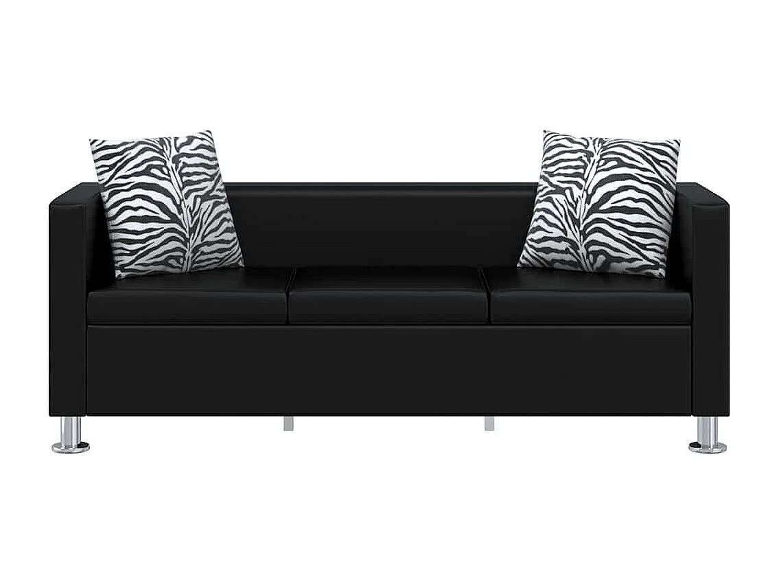 3-zits zwarte kunstleren bank