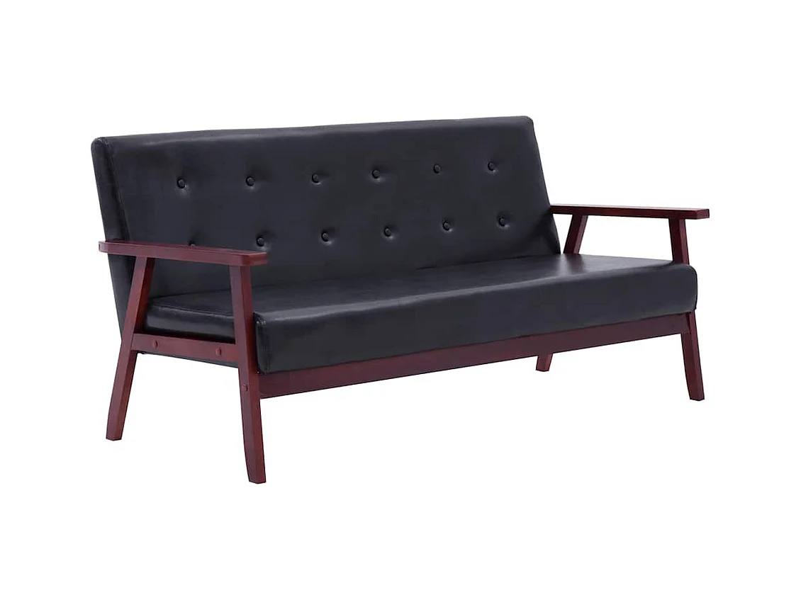 Conjunto de sofá de 3 piezas en piel sintética negra