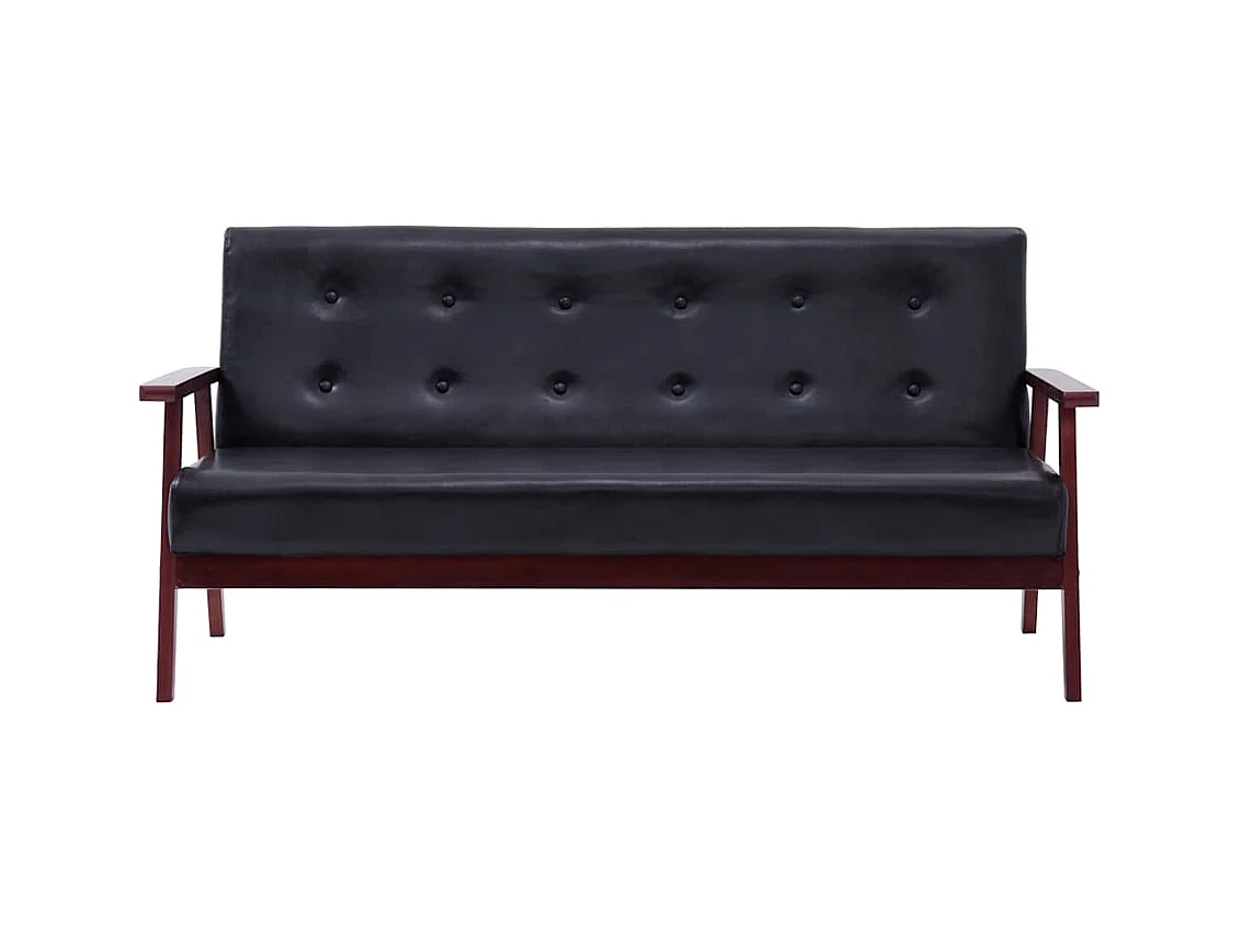 Conjunto de sofá de 3 piezas en piel sintética negra