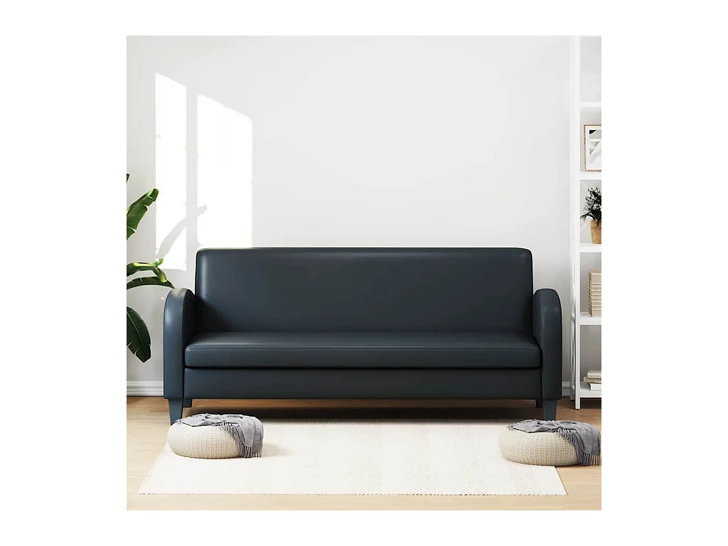 Divano a 3 posti in pelle sintetica nera