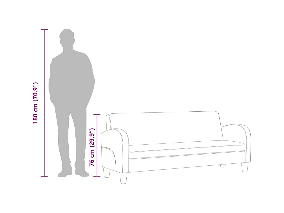 Divano a 3 posti in pelle sintetica nera