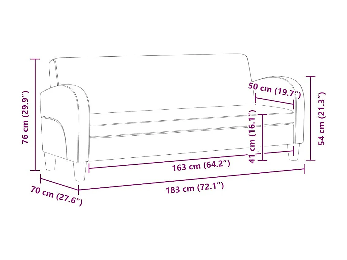 Divano a 3 posti in pelle sintetica nera