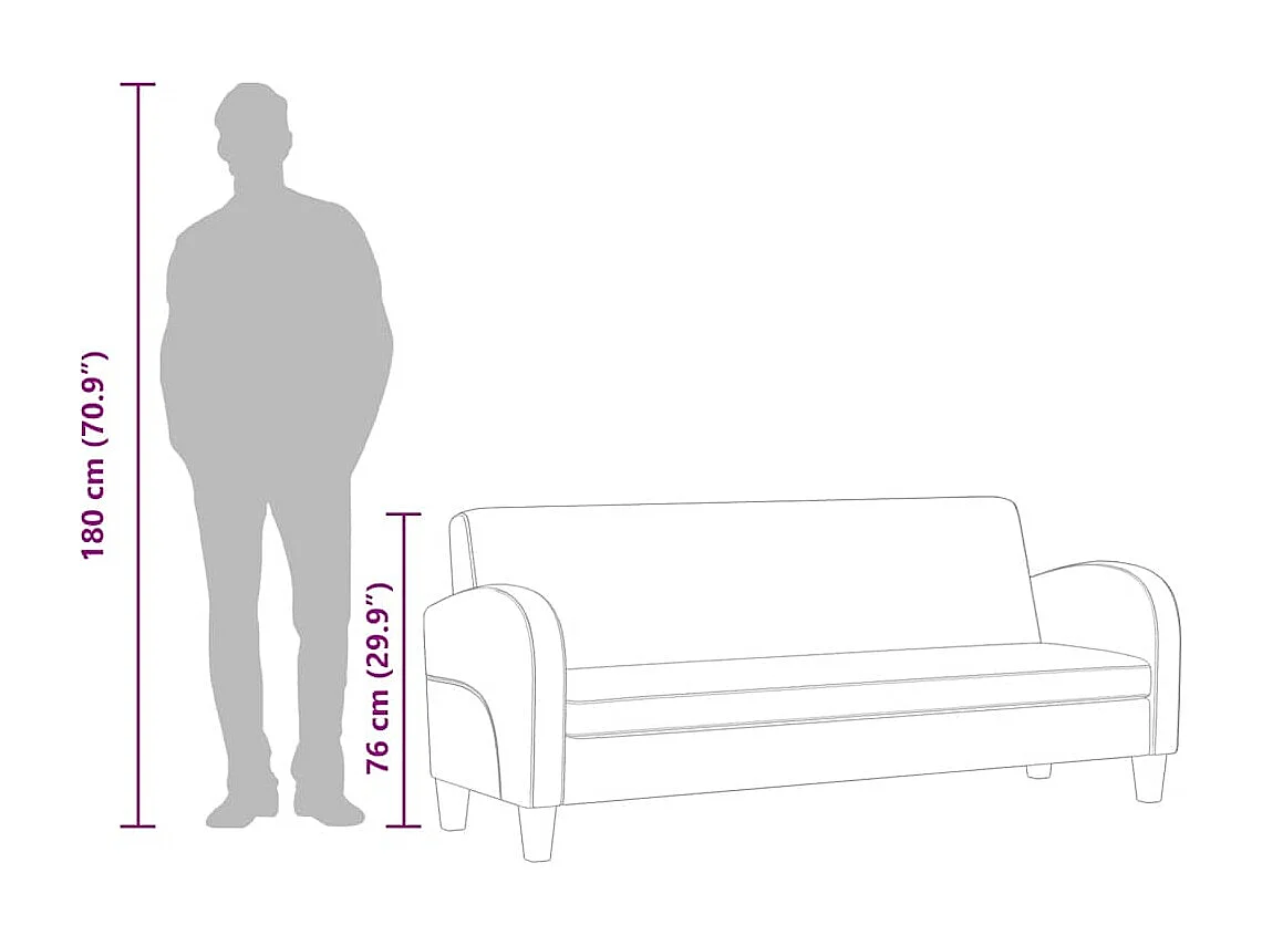 3-zits zwarte kunstleren bank