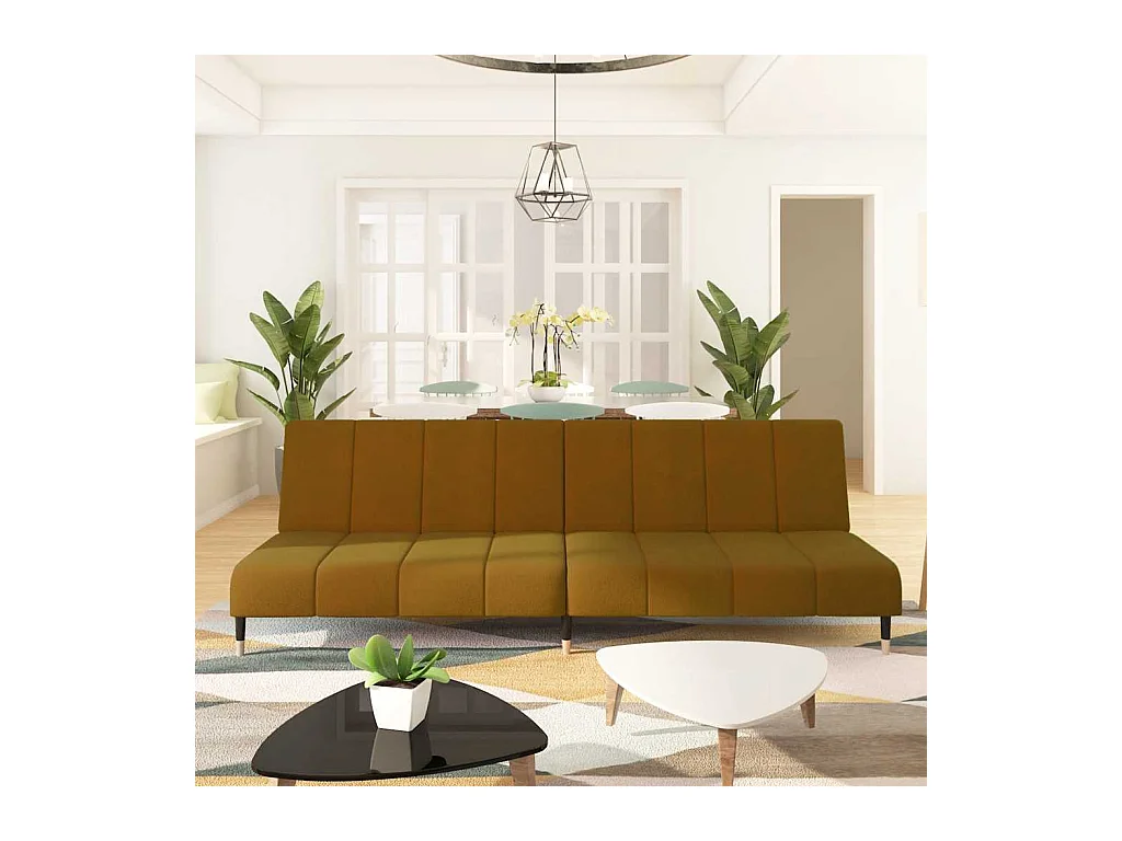 Braunes 2-Sitzer-Schlafsofa aus Samt