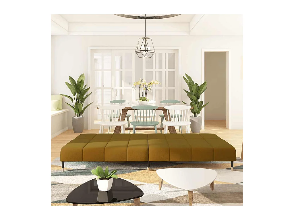 Bruine fluwelen 2-zits slaapbank