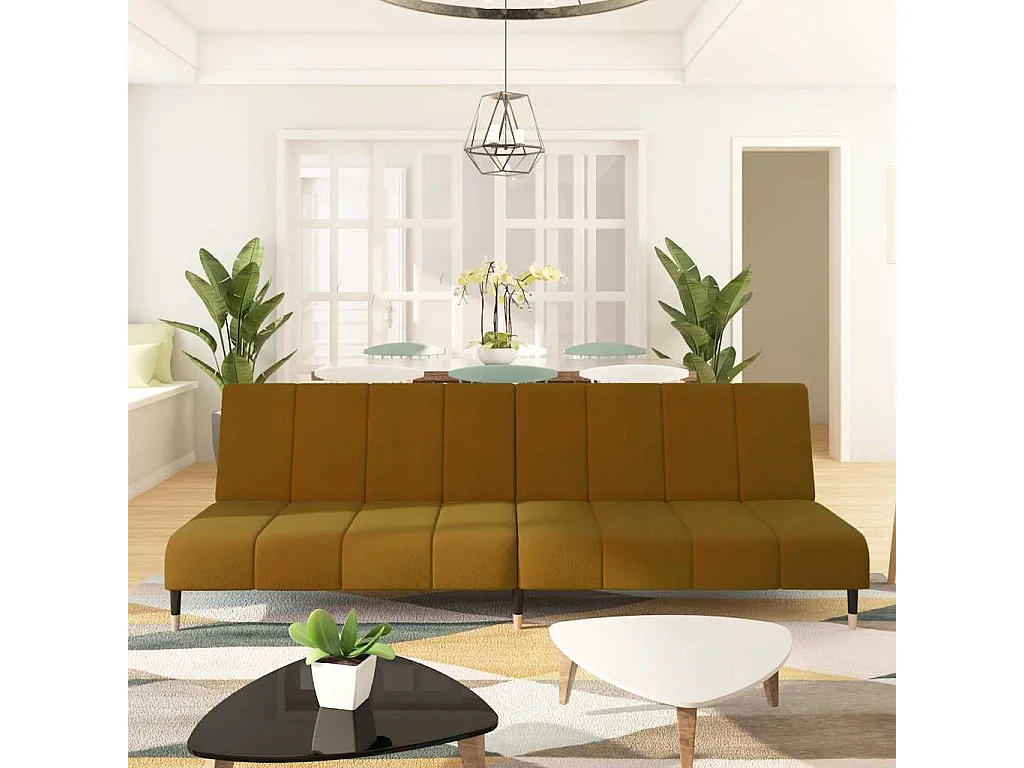 Sofá cama de 2 plazas de terciopelo marrón