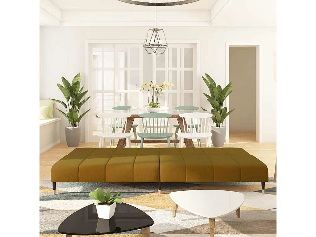 Sofá cama de 2 plazas de terciopelo marrón