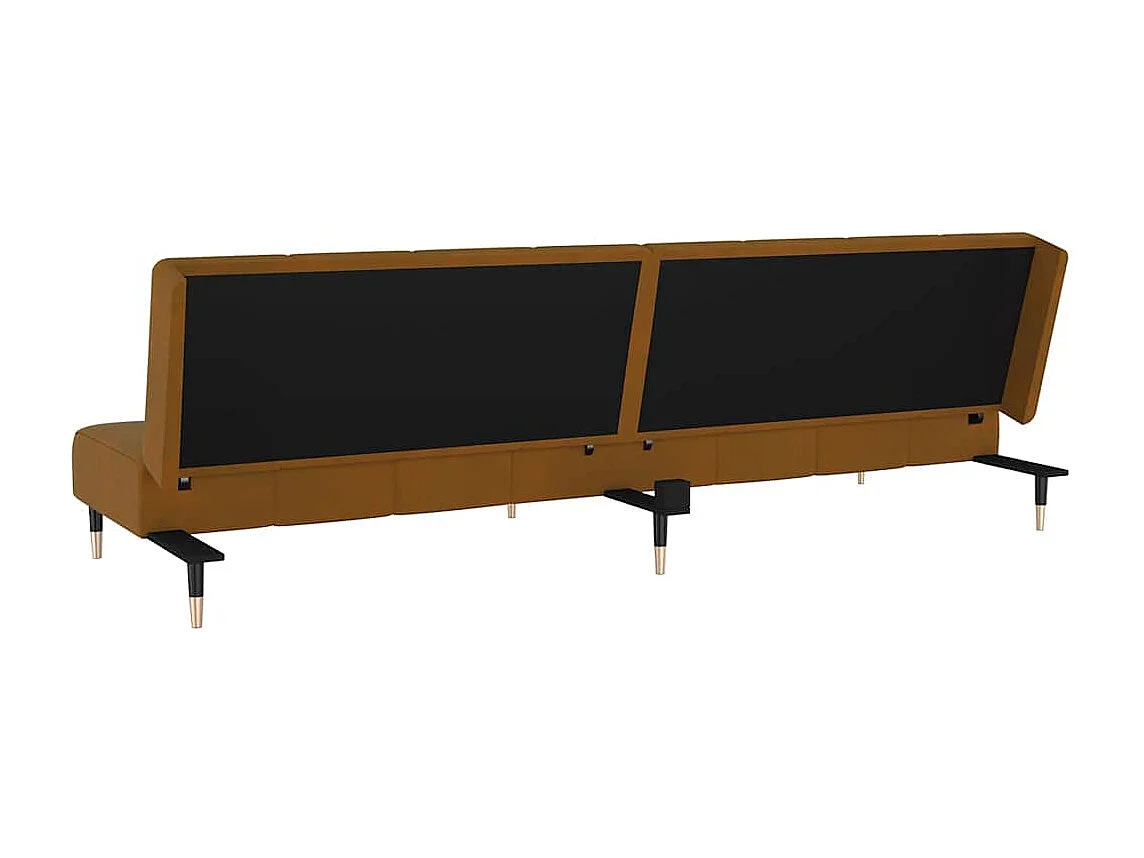 Sofá cama de 2 plazas de terciopelo marrón