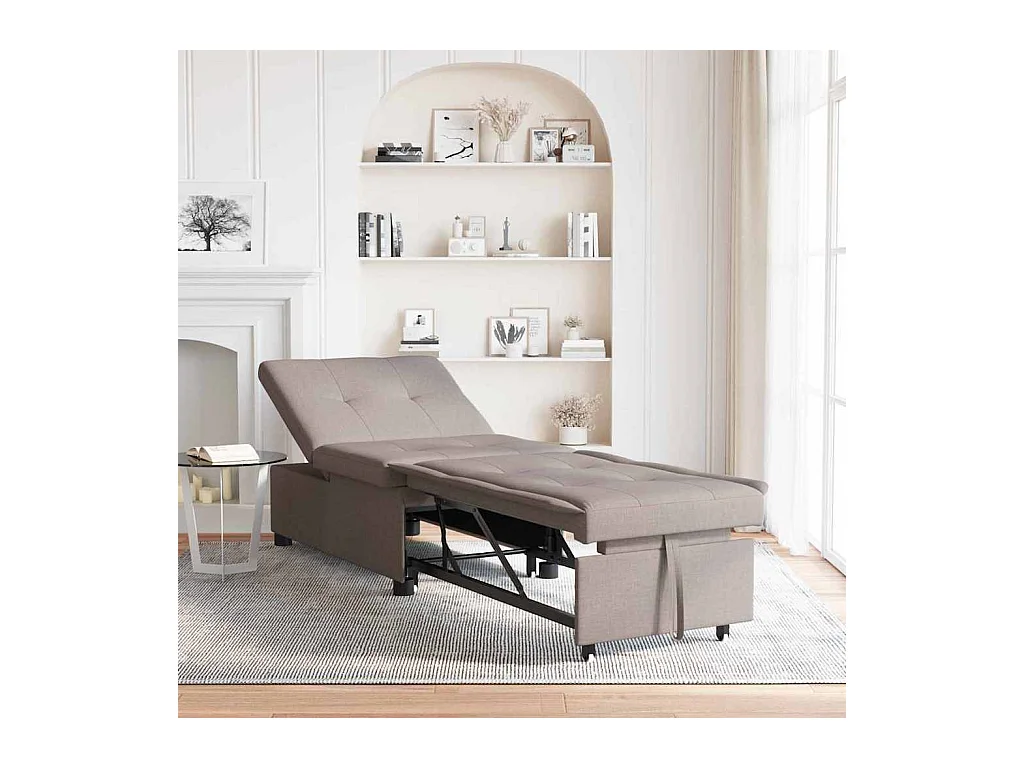 Canapé-Lit Taupe 194 x 67 x 37 cm tissu