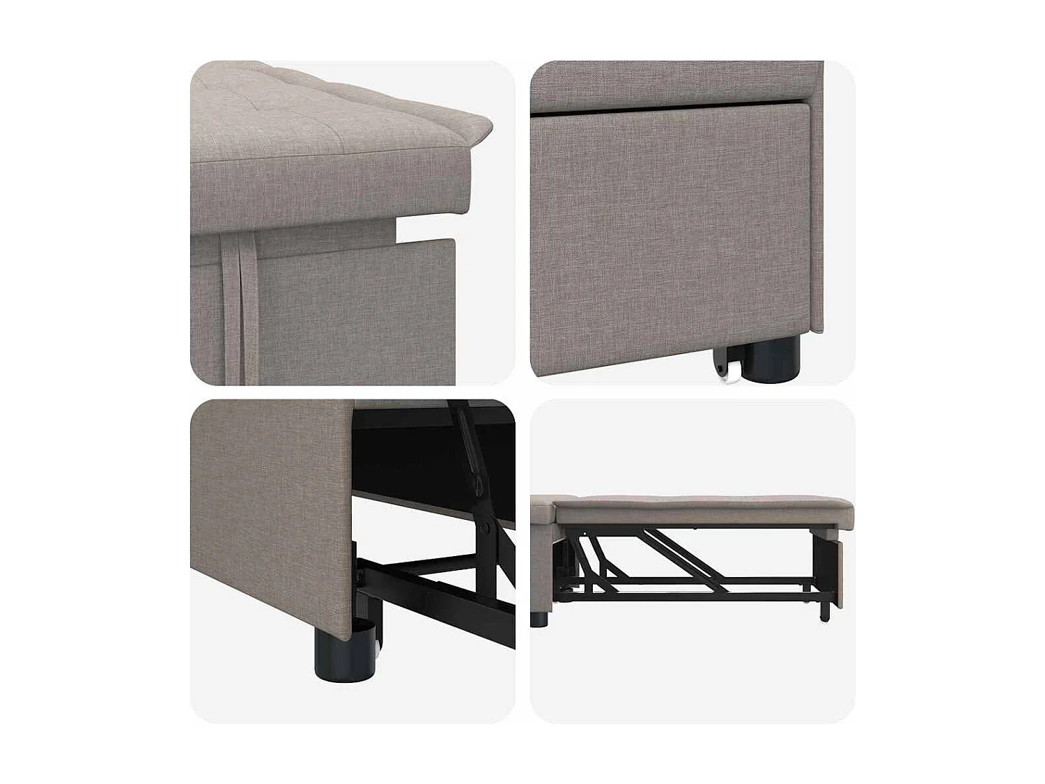 Canapé-Lit Taupe 194 x 67 x 37 cm tissu