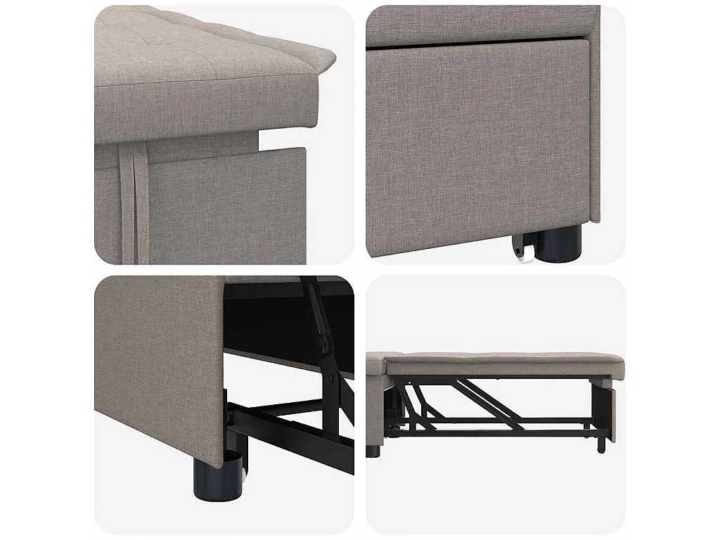Canapé-Lit Taupe 194 x 67 x 37 cm tissu