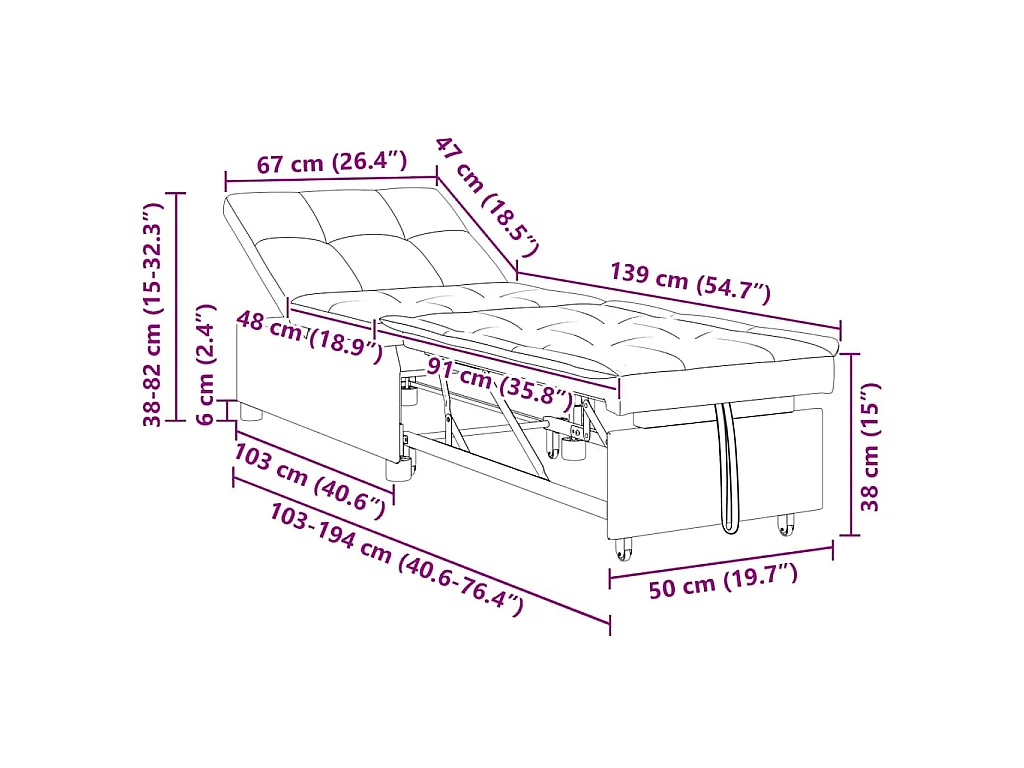 Canapé-Lit Taupe 194 x 67 x 37 cm tissu