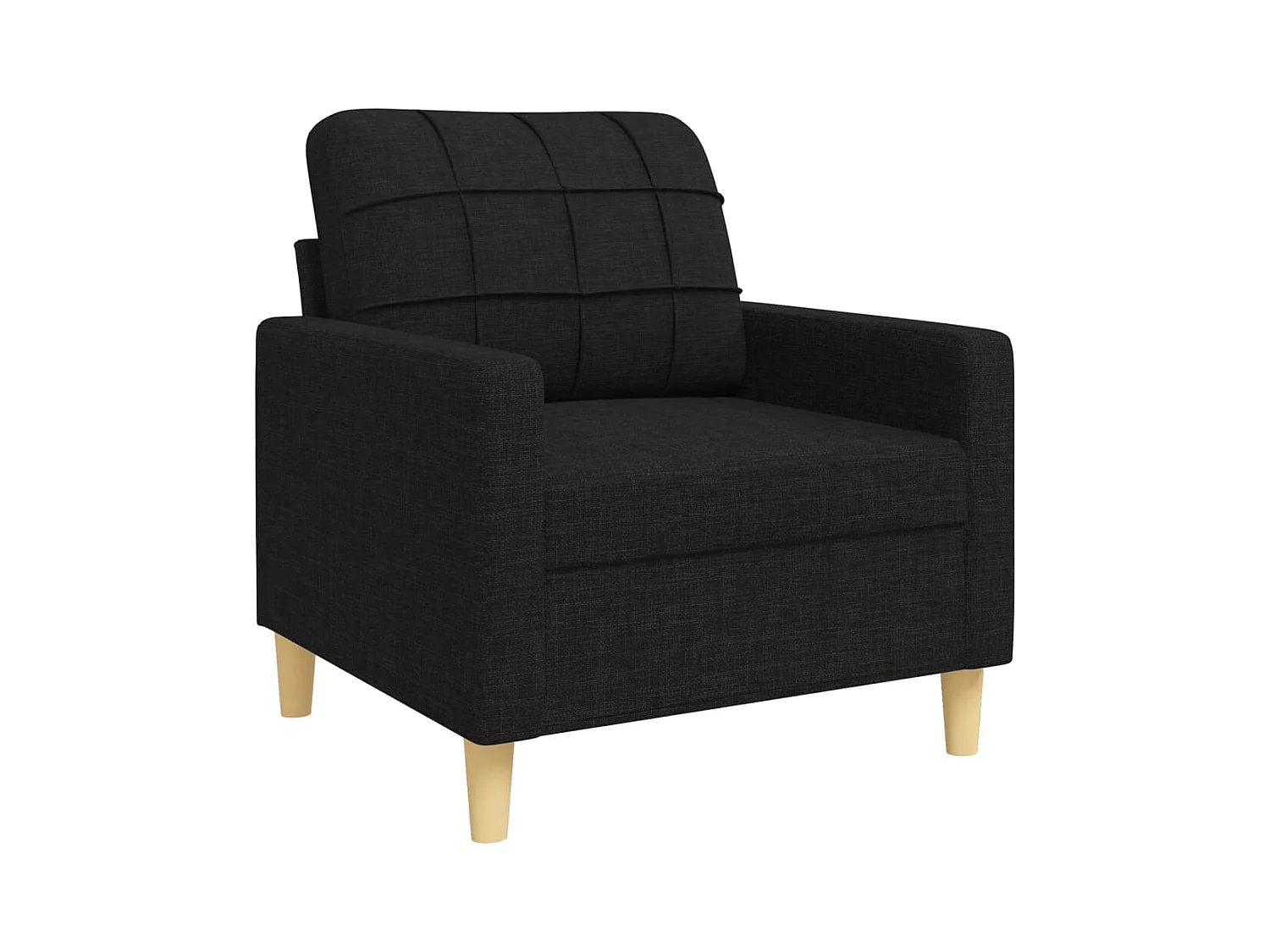 Conjunto de sofá de 4 piezas con reposapiés de tela negra