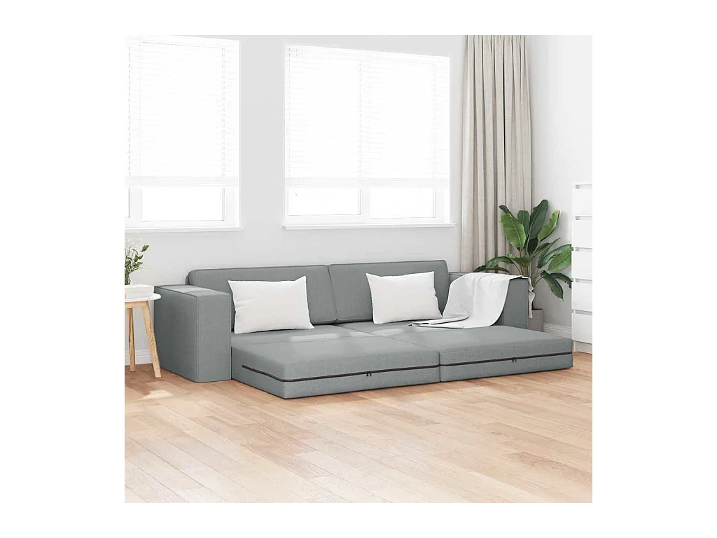 Divano letto da terra Tessuto grigio chiaro 245 x 78 x 77 cm