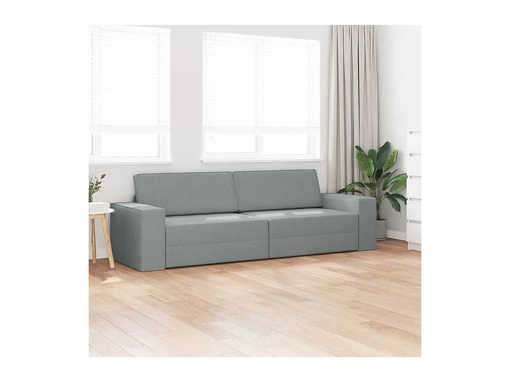 Divano letto da terra Tessuto grigio chiaro 245 x 78 x 77 cm