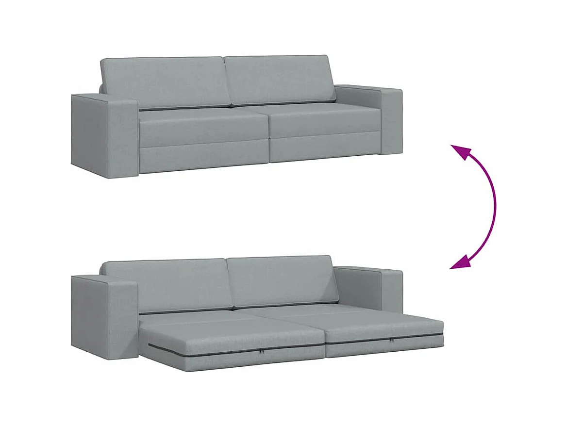 Divano letto da terra Tessuto grigio chiaro 245 x 78 x 77 cm