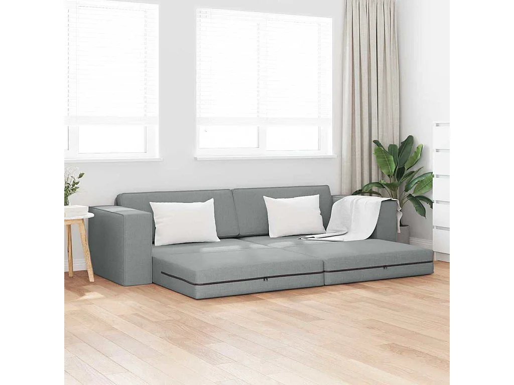 Vloerbedbank Lichtgrijs 245 x 78 x 77 cm stof