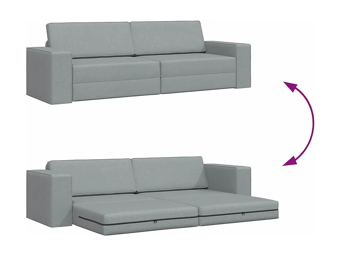 Vloerbedbank Lichtgrijs 245 x 78 x 77 cm stof