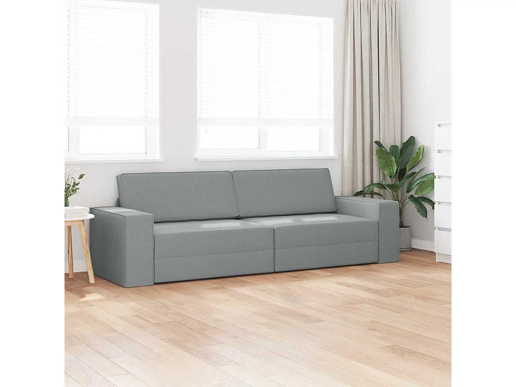 Canapé convertible 2 places en tissu gris clair 245x78x77 cm