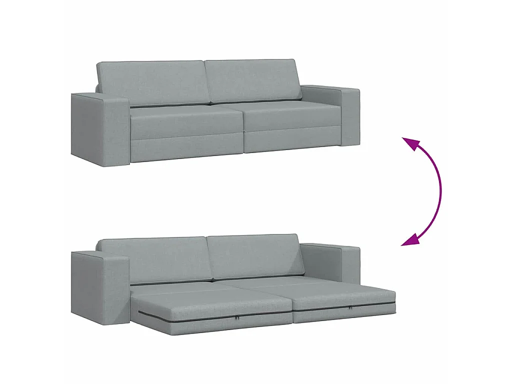 Canapé convertible 2 places en tissu gris clair 245x78x77 cm