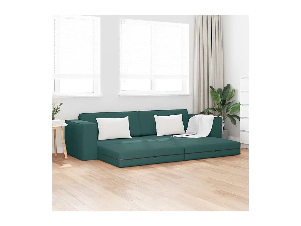 Sofá cama de suelo verde oscuro 245 x 78 x 77 cm Tela
