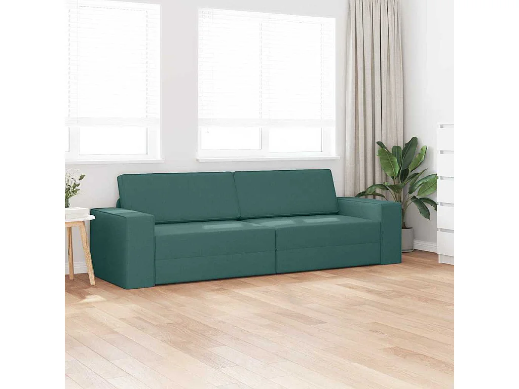 Divano letto da pavimento verde scuro 245 x 78 x 77 cm in tessuto